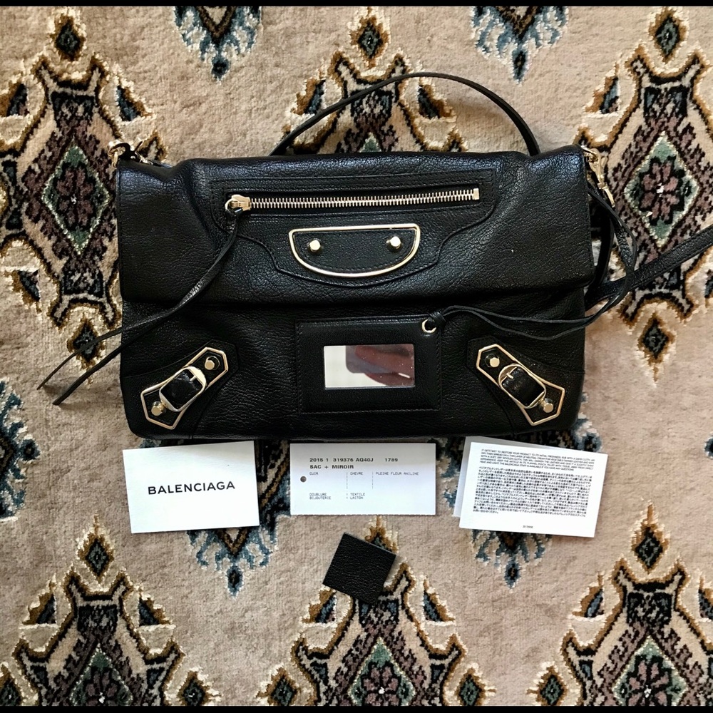 EUC Balenciaga Envelope Strap Clutch Classic Studs